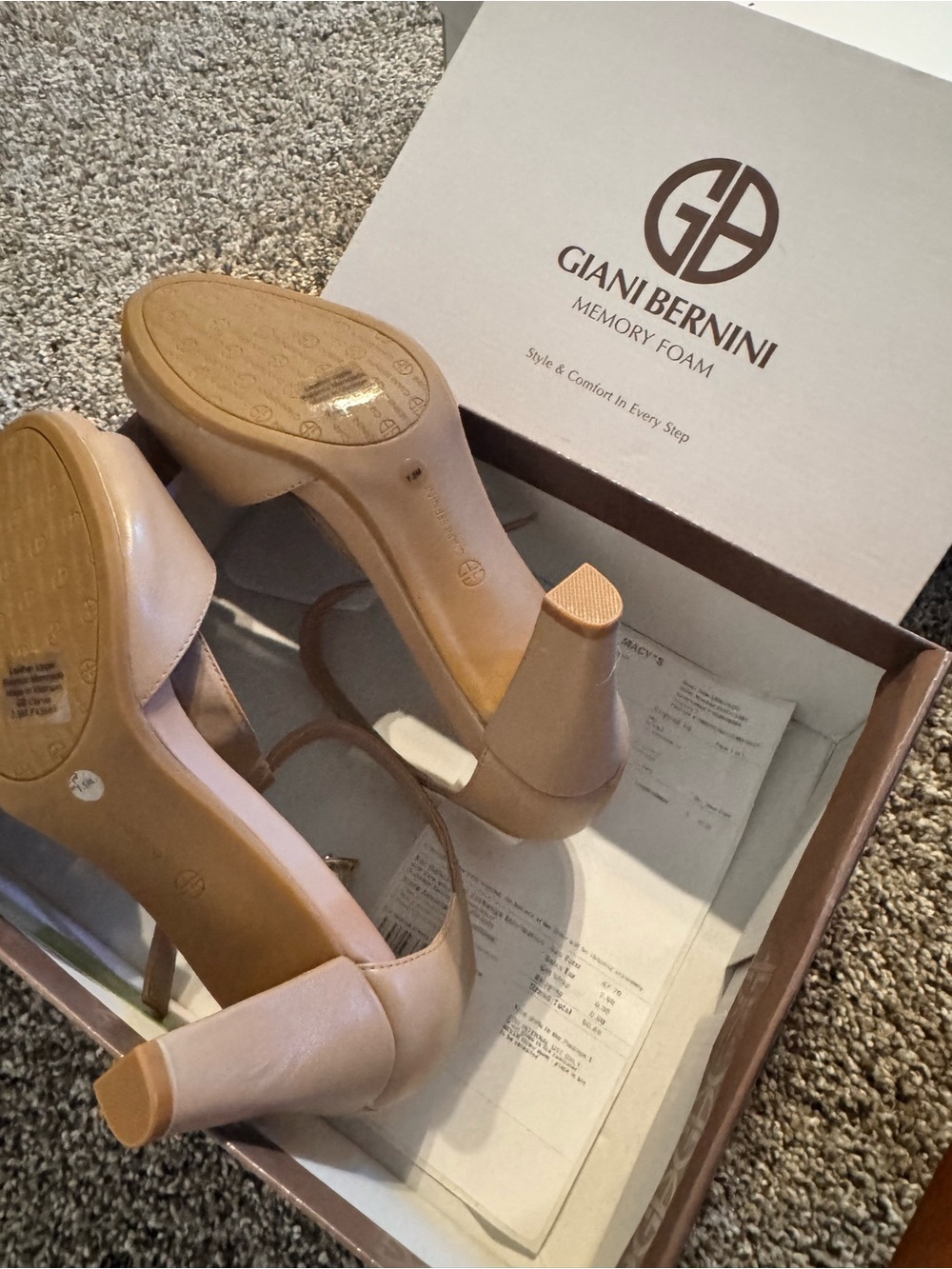 Giani Bernini Pink-Tan Block Heel Sandals